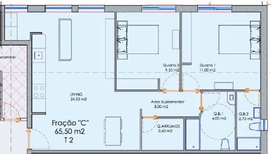 Apartamento T2 para Venda em Requião Planta 1