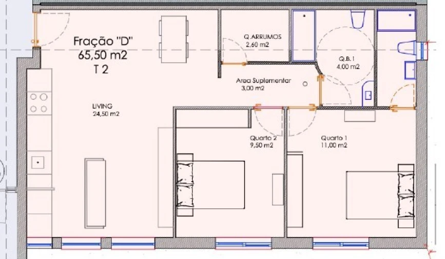 Apartamento T2 para Venda em Requião Planta 1