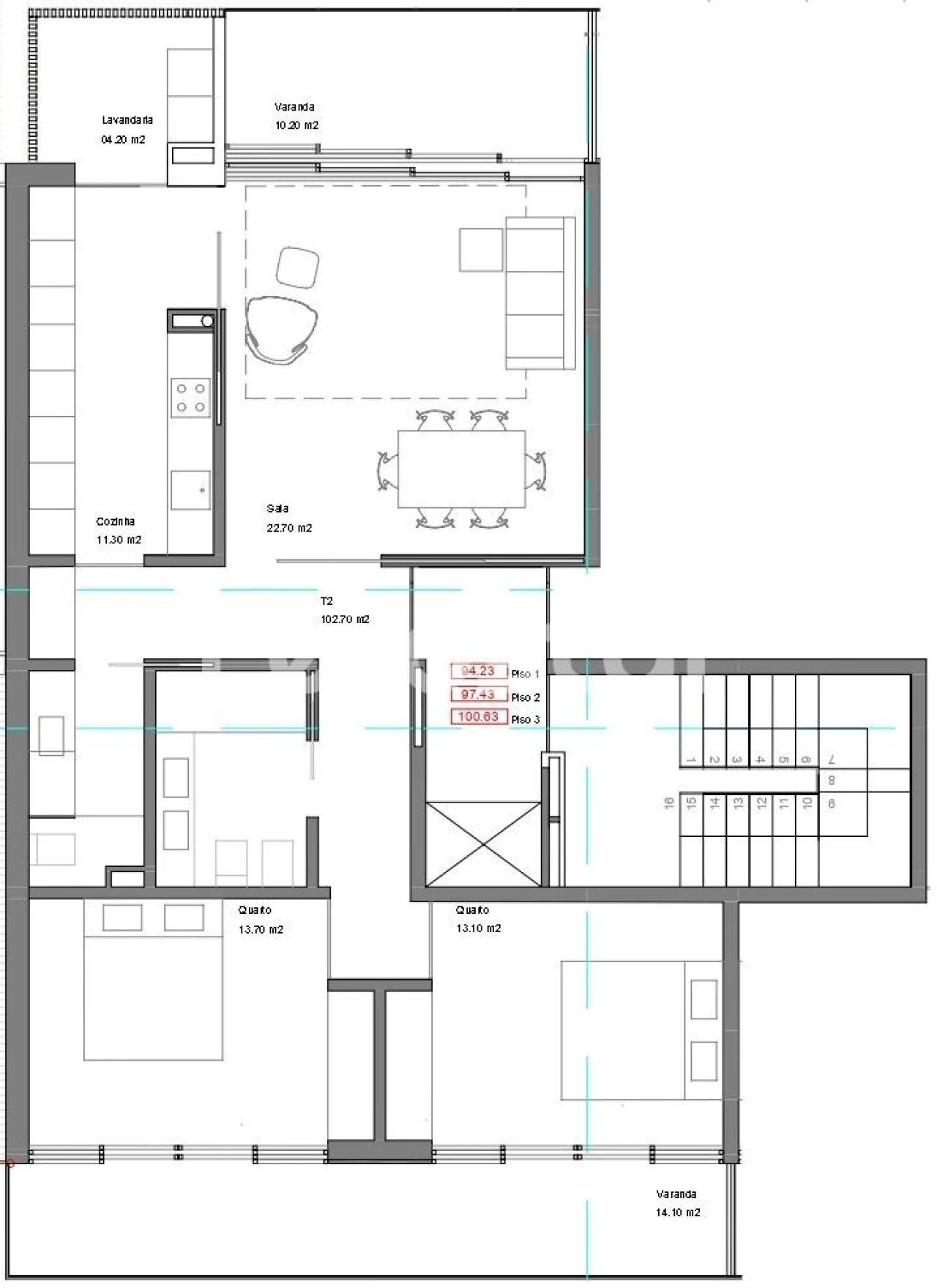 Apartamento T2 para Venda em Madalena Foto 2