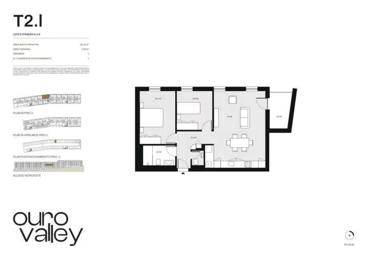 Apartamento T2 para Venda em Rio Tinto Planta 1