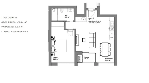 Apartamento T1 para Venda em Esgueira