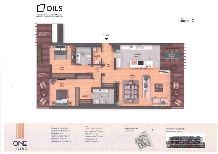 Apartamento T2 para Venda em Cascais e Estoril Planta 1