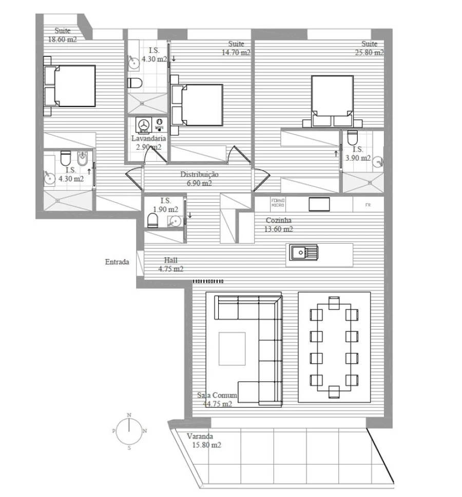 Apartamento T3 para Venda em Santa Maria Maior e Monserrate e Meadela Planta 1