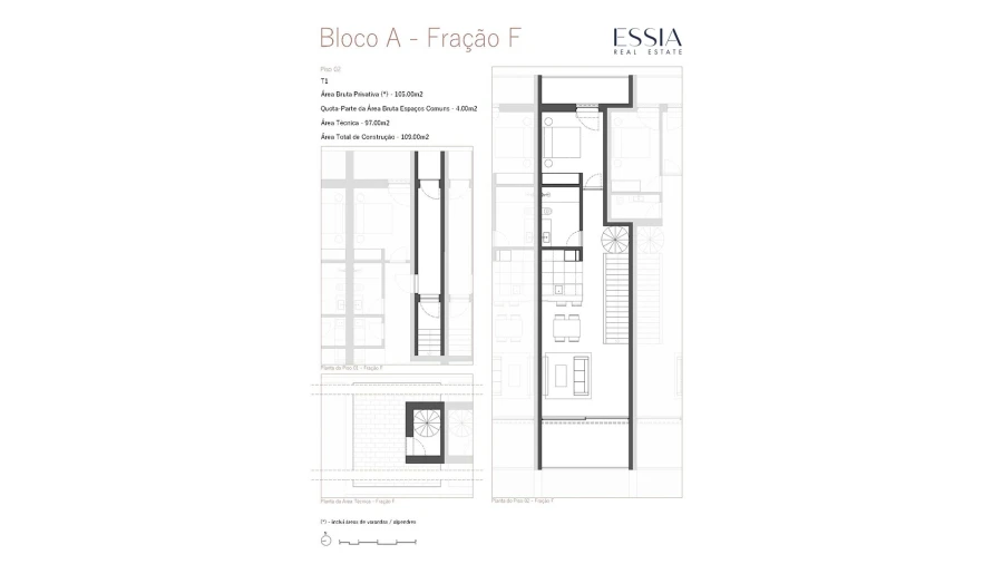 Apartamento T1 para Venda em Gulpilhares e Valadares Planta 1
