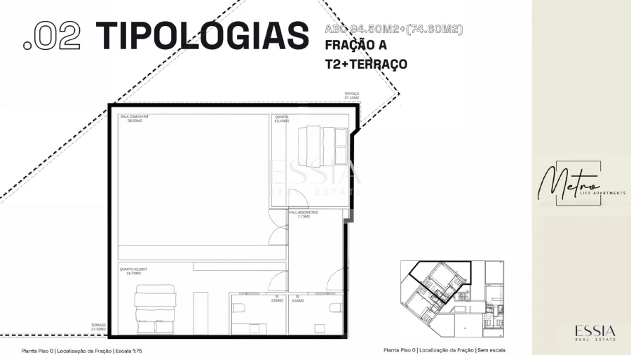 Apartamento T2 para Venda em Rio Tinto Planta 1