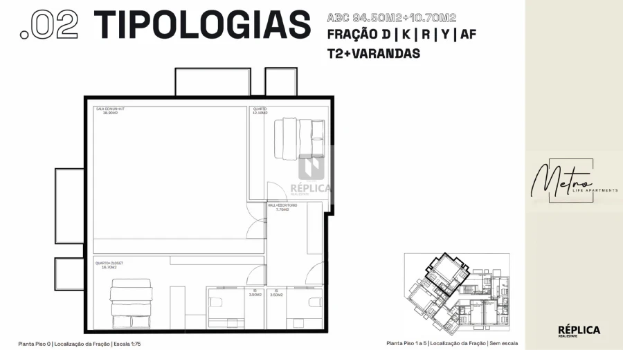 Apartamento T2 para Venda em Rio Tinto Planta 1