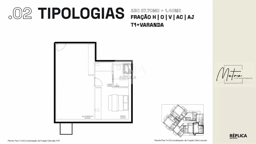 Apartamento T1 para Venda em Rio Tinto Planta 1