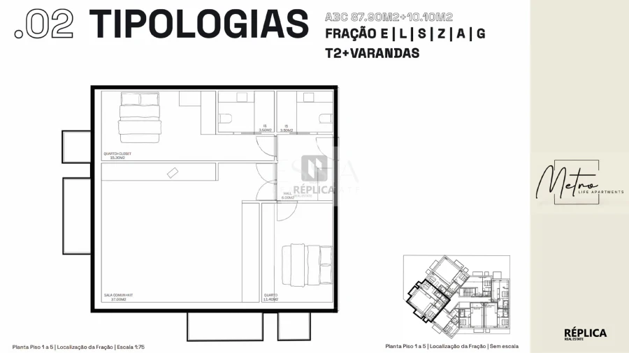 Apartamento T2 para Venda em Rio Tinto Planta 1