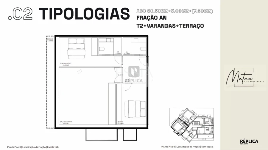 Apartamento T2 para Venda em Rio Tinto Planta 1
