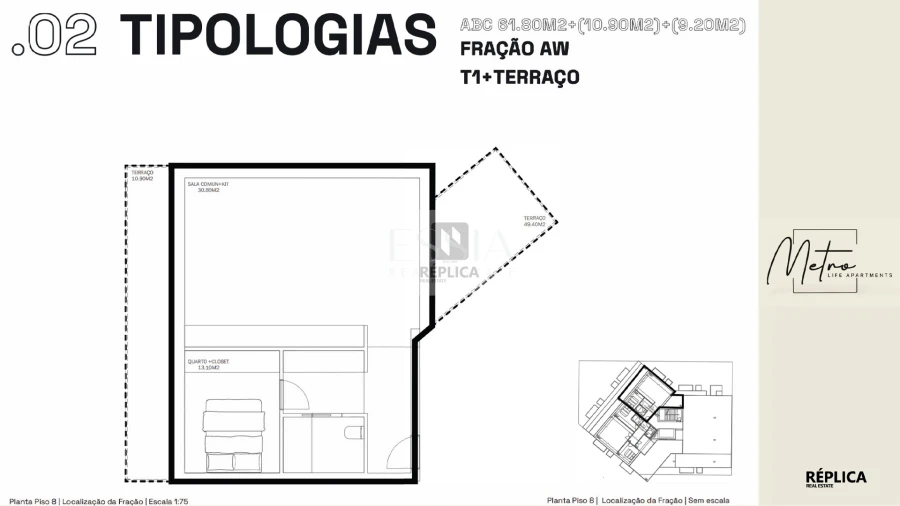 Apartamento T1 para Venda em Rio Tinto Planta 1