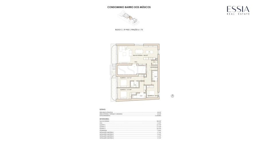 Apartamento T3 para Venda em Lordelo do Ouro e Massarelos Planta 1