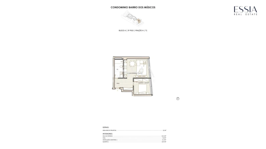 Apartamento T1 para Venda em Lordelo do Ouro e Massarelos Planta 1