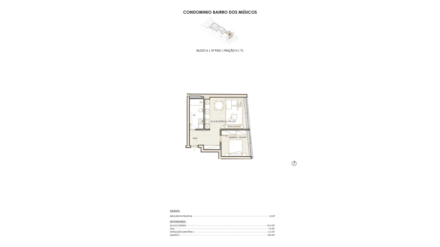 Apartamento T1 para Venda em Lordelo do Ouro e Massarelos Planta 1