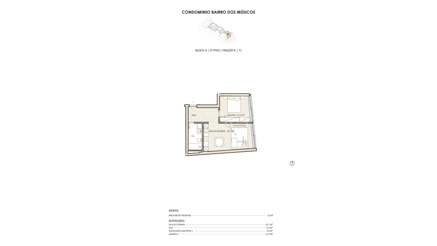 Apartamento T1 para Venda em Lordelo do Ouro e Massarelos Planta 1