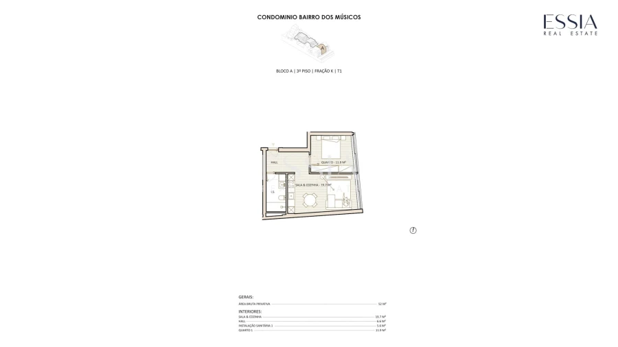 Apartamento T1 para Venda em Lordelo do Ouro e Massarelos Planta 1