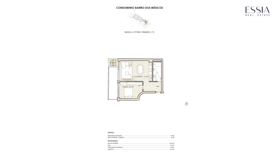 Apartamento T1 para Venda em Lordelo do Ouro e Massarelos Planta 1