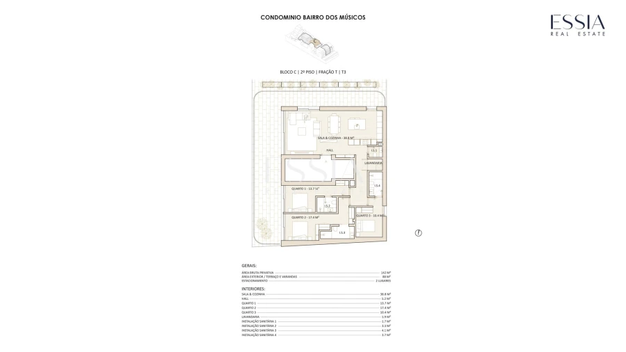 Apartamento T3 para Venda em Lordelo do Ouro e Massarelos Planta 1