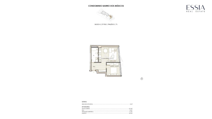 Apartamento T1 para Venda em Lordelo do Ouro e Massarelos Planta 1