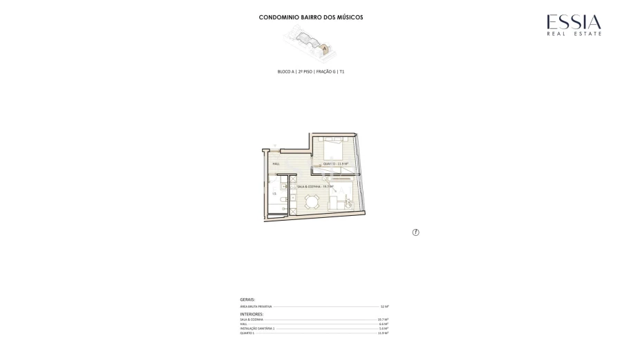 Apartamento T1 para Venda em Lordelo do Ouro e Massarelos Planta 1