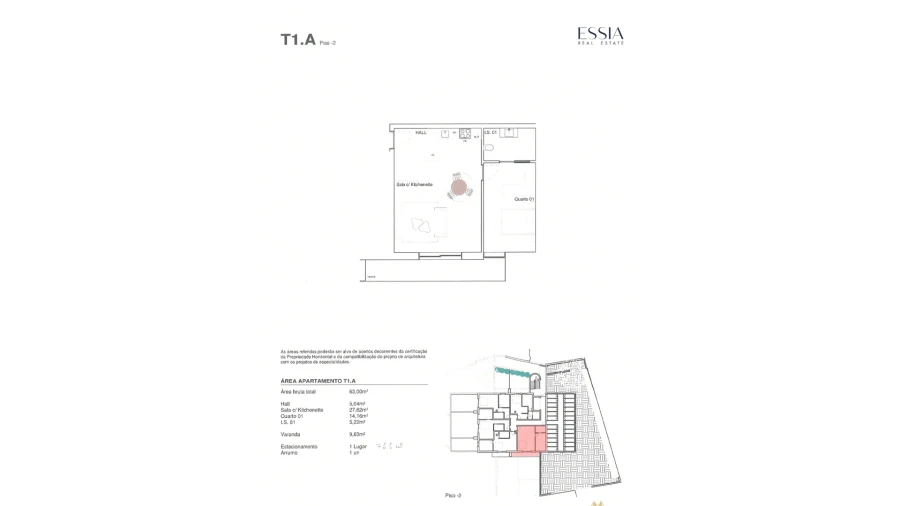 Apartamento T1 para Venda em Gondomar (São Cosme), Valbom e Jovim Planta 1