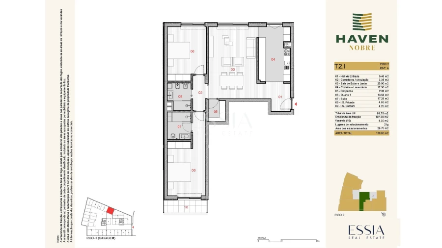 Apartamento T2 para Venda em Silvares, Pias, Nogueira e Alvarenga Planta 1