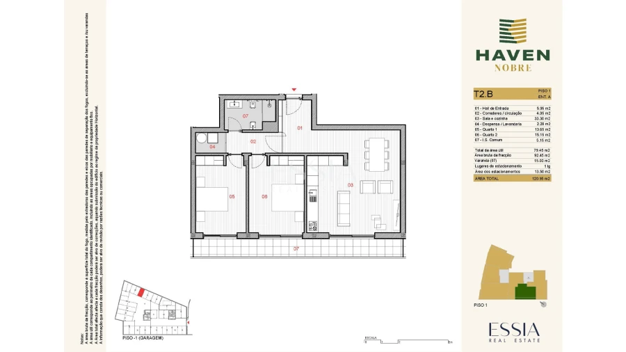 Apartamento T2 para Venda em Silvares, Pias, Nogueira e Alvarenga Planta 1