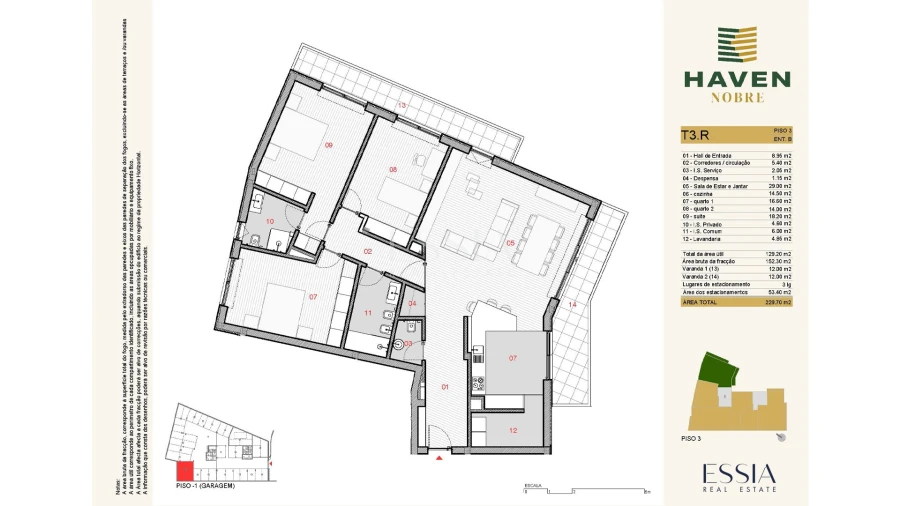 Apartamento T3 para Venda em Silvares, Pias, Nogueira e Alvarenga Planta 1
