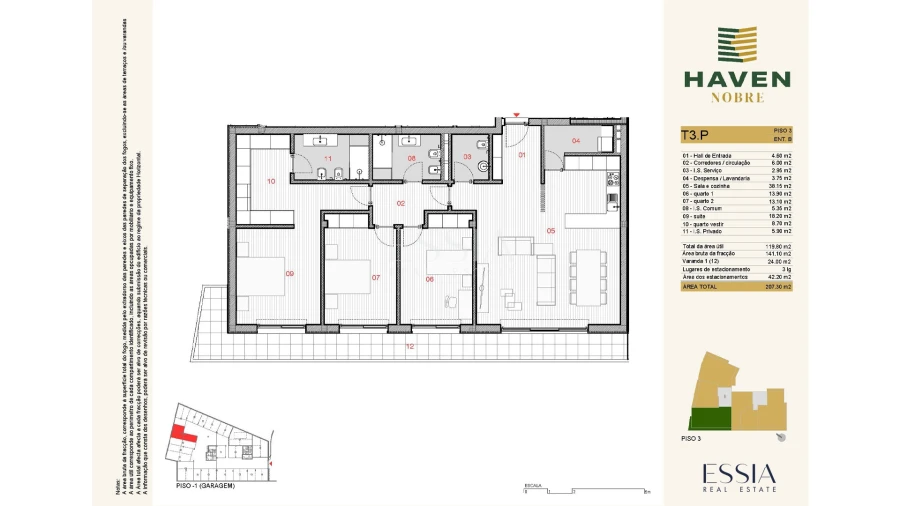 Apartamento T3 para Venda em Silvares, Pias, Nogueira e Alvarenga Planta 1