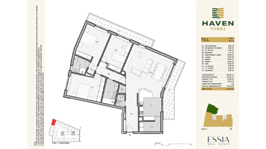 Apartamento T3 para Venda em Silvares, Pias, Nogueira e Alvarenga Planta 1