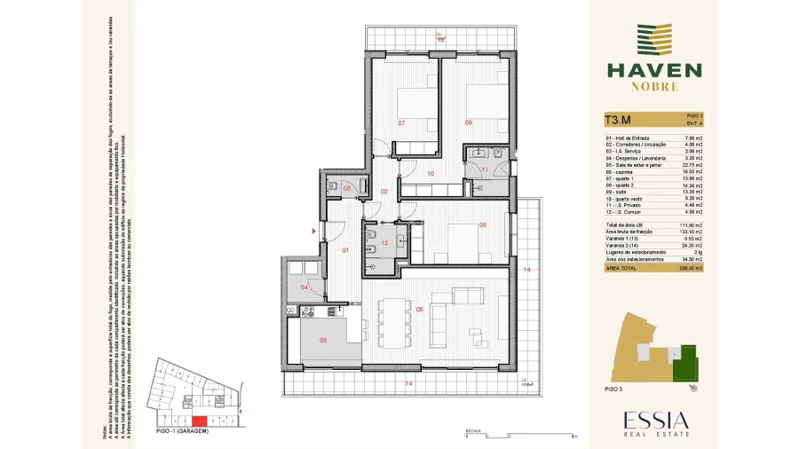 Apartamento T3 para Venda em Silvares, Pias, Nogueira e Alvarenga Planta 1