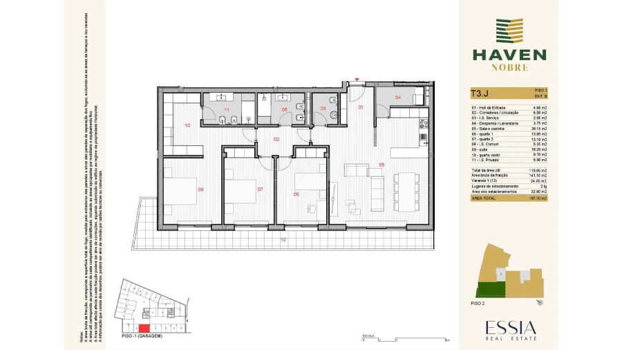 Apartamento T3 para Venda em Silvares, Pias, Nogueira e Alvarenga Planta 1
