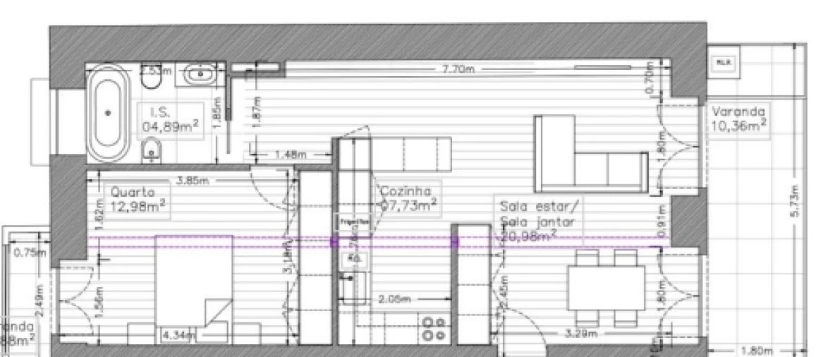 Apartamento T1 para Venda em Monte Real e Carvide Planta 1