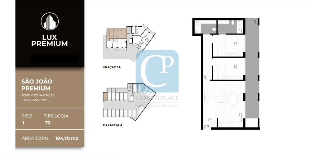 Apartamento T2 para Venda em Pedrouços Planta 1
