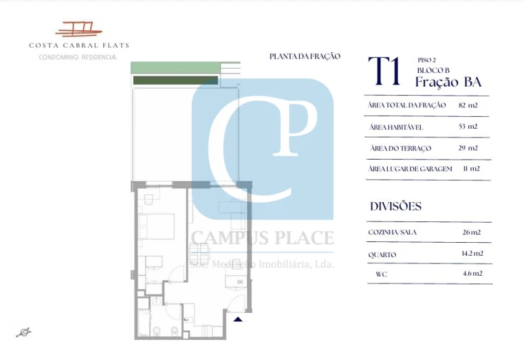 Apartamento T1 para Venda em Paranhos Planta 1