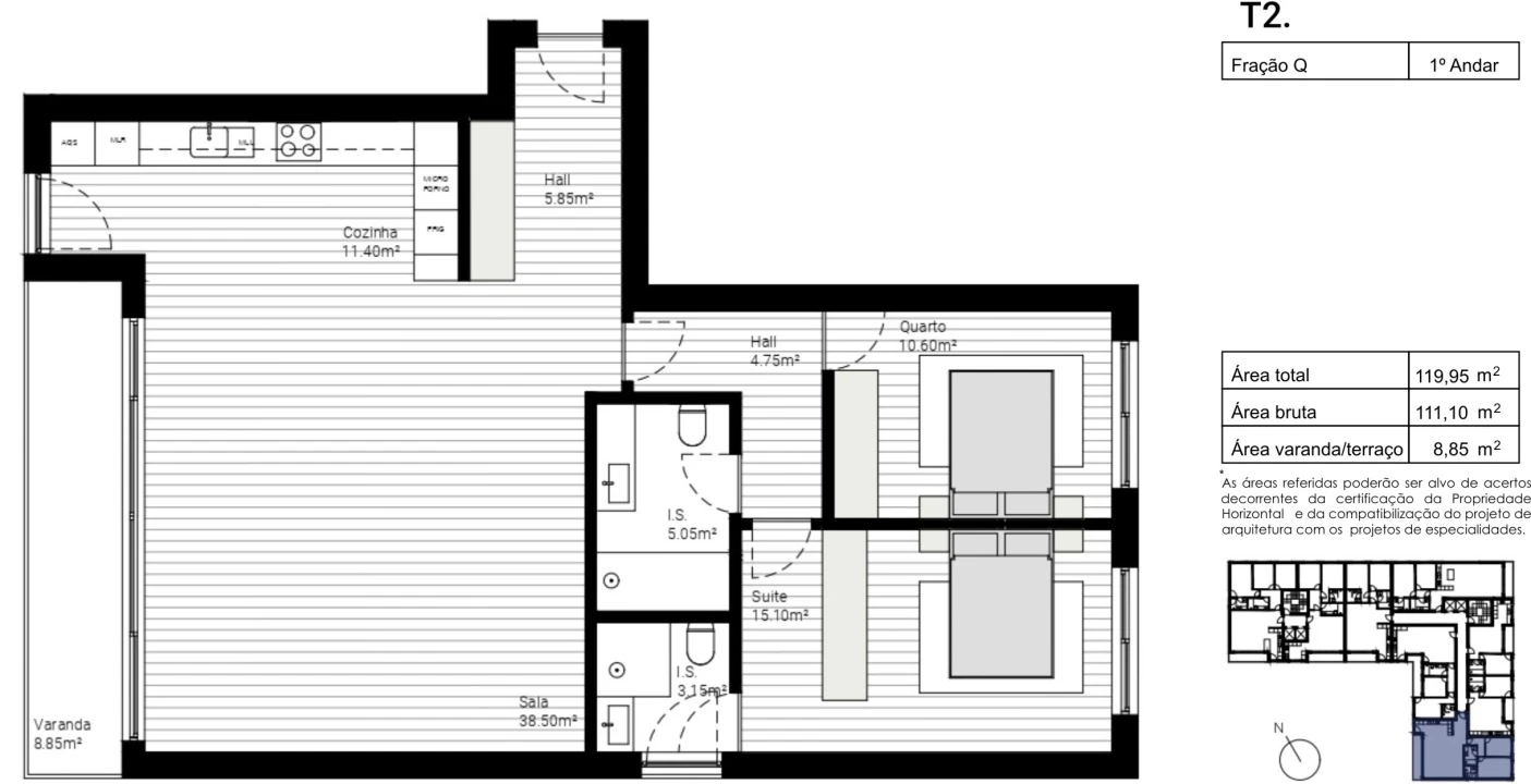 Apartamento T2 para Venda em Lordelo Foto 12