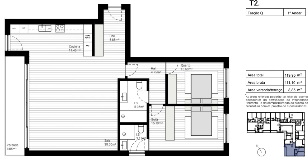 Apartamento T2 para Venda em Lordelo Foto 12