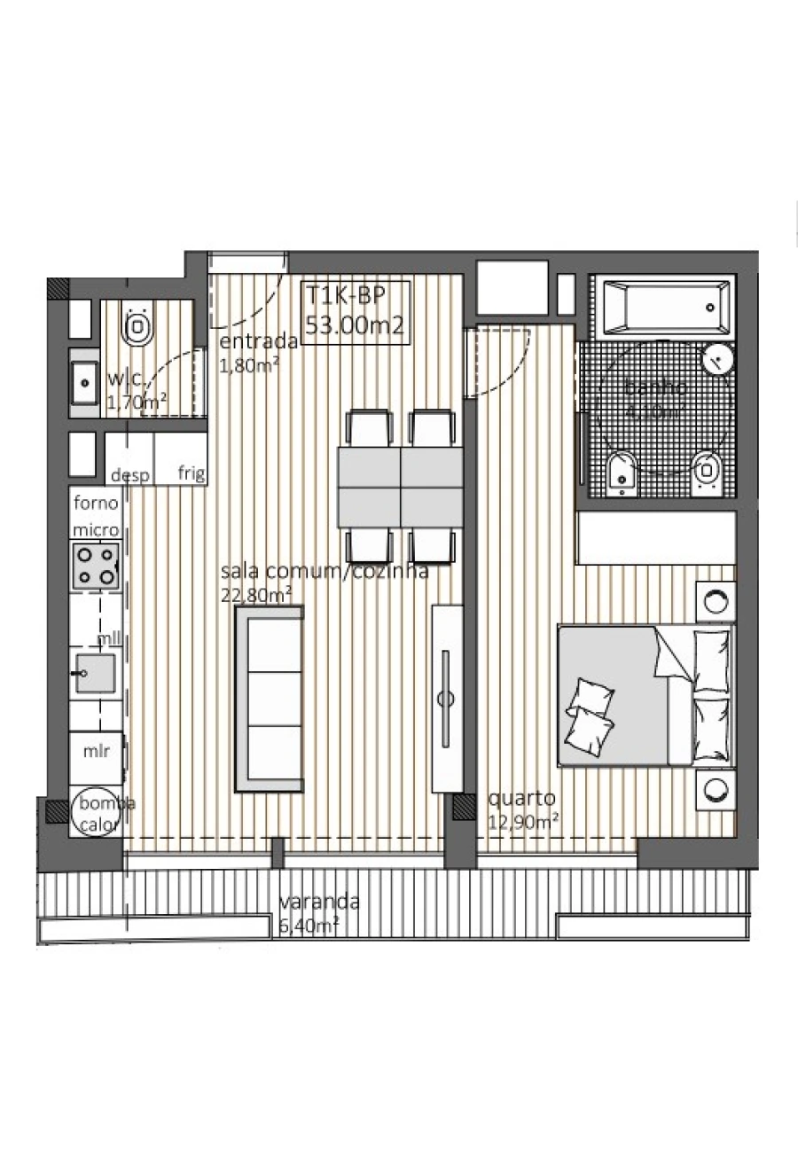 Apartamento T1 para Venda em Rio Tinto Planta 1