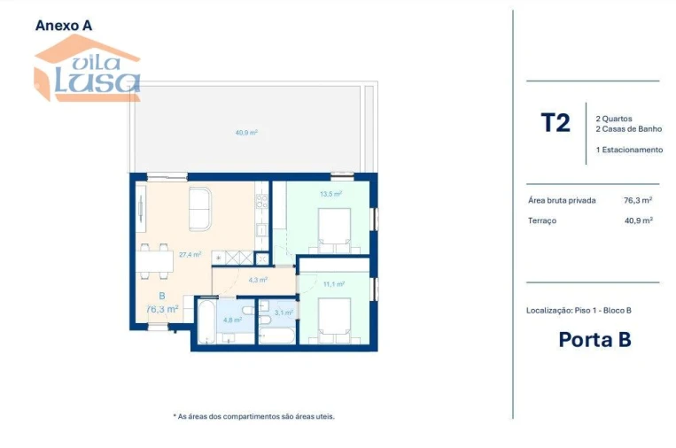 Apartamento T2 para Venda em Mafamude e Vilar do Paraíso Foto 30