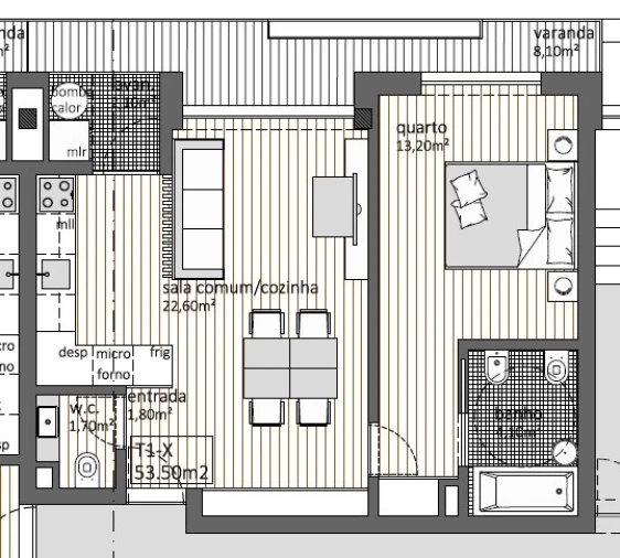 Apartamento T1 para Venda em Rio Tinto Planta 1