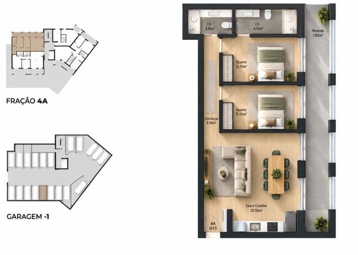 Apartamento T2 para Venda em Pedrouços Planta 1