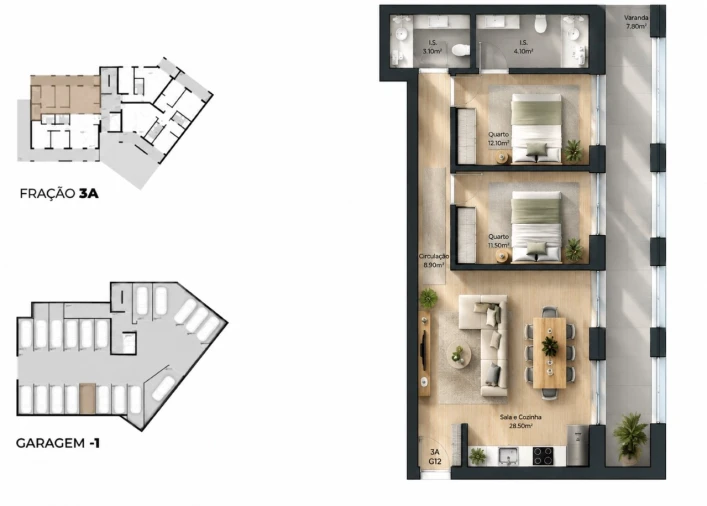 Apartamento T2 para Venda em Pedrouços Planta 1