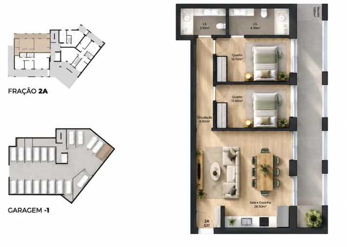 Apartamento T2 para Venda em Pedrouços Planta 1