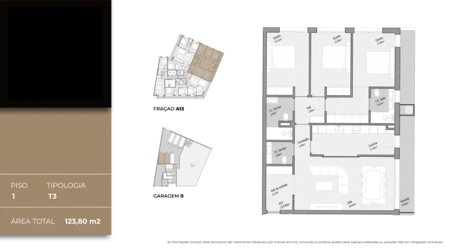 Apartamento T3 para Venda em Bougado (São Martinho e Santiago) Planta 1