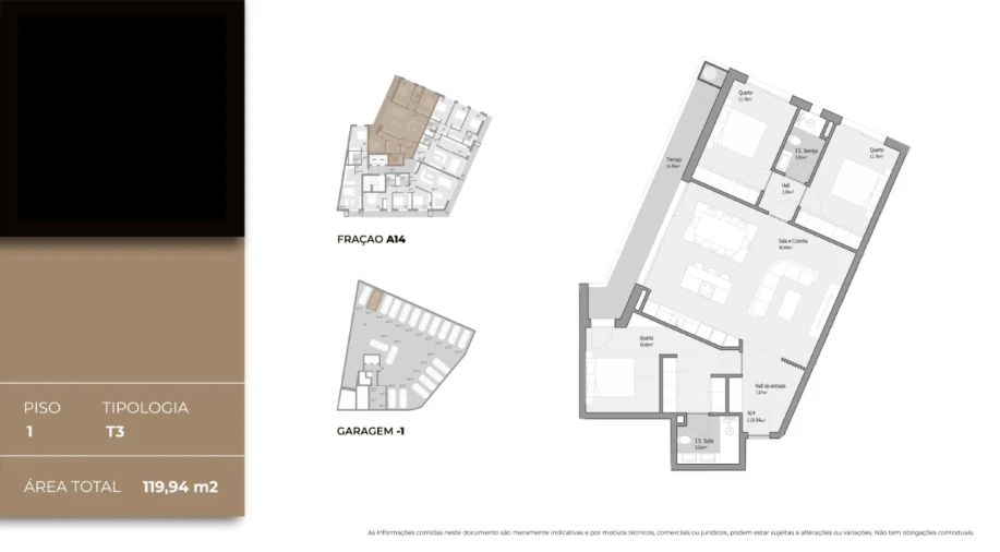 Apartamento T3 para Venda em Bougado (São Martinho e Santiago) Planta 1