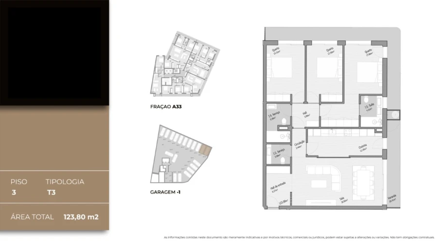 Apartamento T3 para Venda em Bougado (São Martinho e Santiago) Planta 1