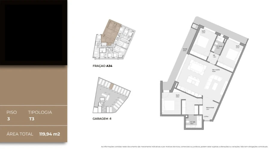 Apartamento T3 para Venda em Bougado (São Martinho e Santiago) Planta 1