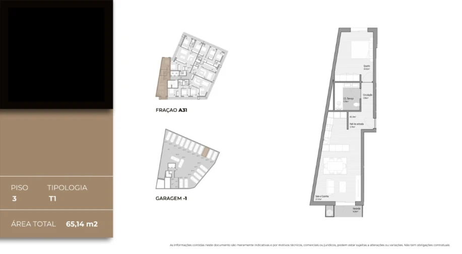 Apartamento T1 para Venda em Bougado (São Martinho e Santiago) Planta 1