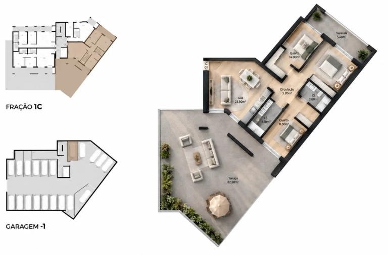 Apartamento T3 para Venda em Pedrouços Planta 1