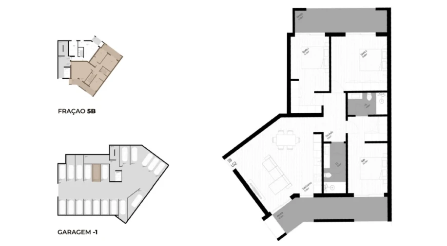 Apartamento T3 para Venda em Pedrouços Planta 1