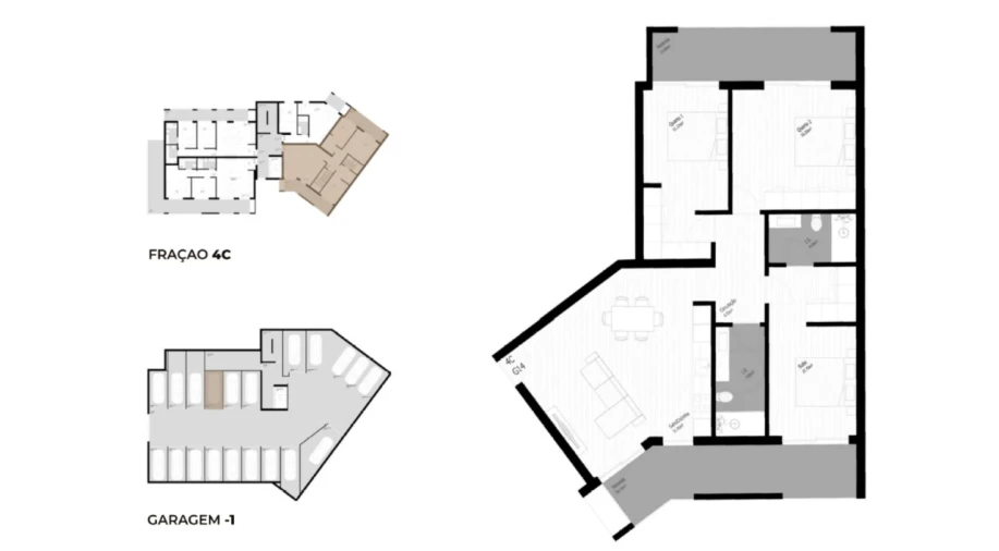 Apartamento T3 para Venda em Pedrouços Planta 1
